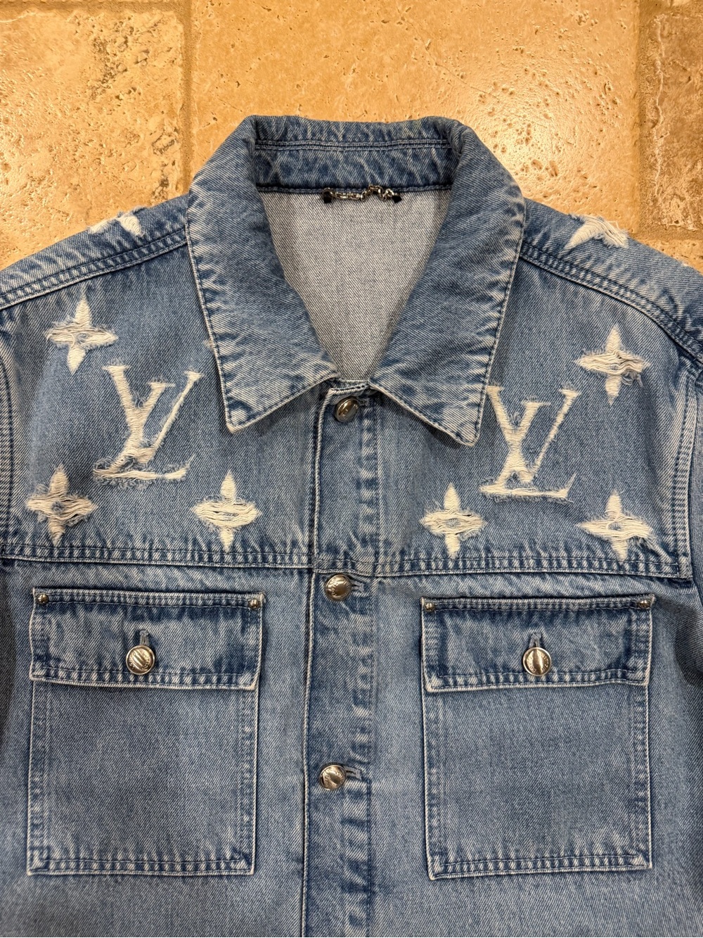Louis Vuitton SS25 Frayed / Distressed Monogram Blue Denim Trucker Jacket - Picture 9 of 16